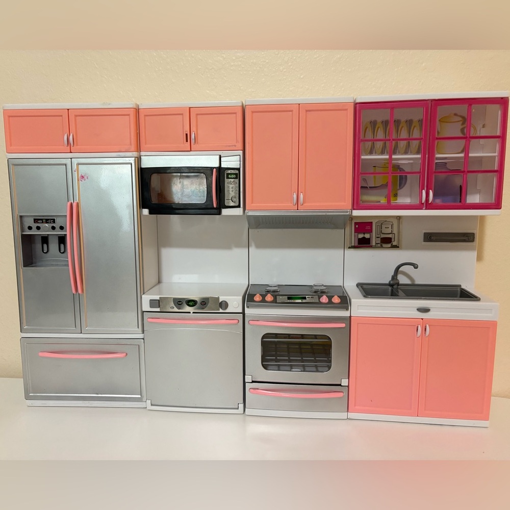 Pink and Silver Barbie Kitchen Playset